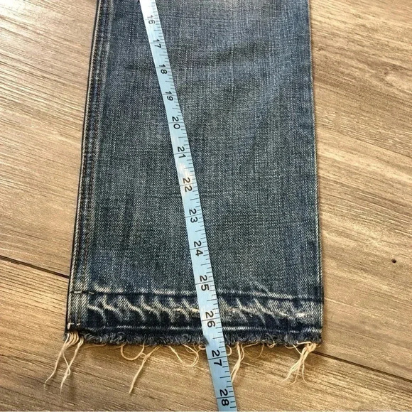 FRAME Women’s Jeans 24 Heritage Le Piper Straight Crop‎ Raw Hem Distressed Boho - Picture 6 of 9